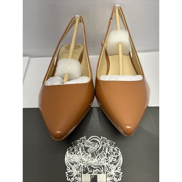 Vince Camuto Slingback Pumps 3" Block Heel Camel Color Patent Leather SZ 8.5 NEW - Picture 5 of 8